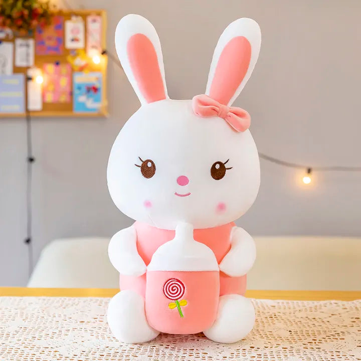 Cute Rabbit Plush Toy – Baby Bottle Bunny Doll, Super Soft Gift for Girls