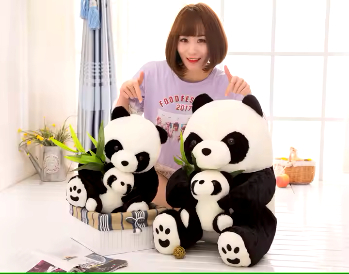 Adorable Panda with Baby Stuffed Toy