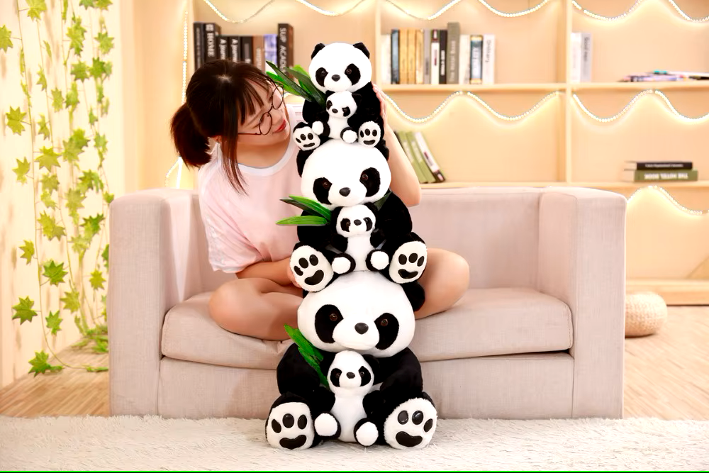 Adorable Panda with Baby Stuffed Toy