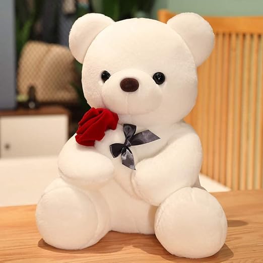 Cute Teddy Bear with Roses – Plush Toy Perfect  for Kids, Friends & Lovers